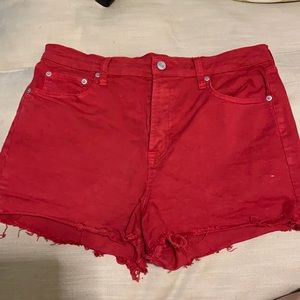 Size 30 high waisted red jean shorts